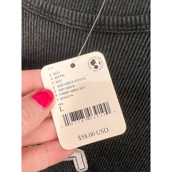 NWT Free People X The Laundry Room Womens Aquarius Stitch T-Shirt Black Size L - Picture 6 of 8